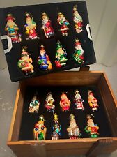 2002 Thomas Pacconi Classics Blown Glass Christmas Ornaments Set Of 18 Santas  picture