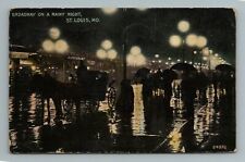 1912 Broadway Rainy Night St Louis MO Missouri Postcard picture