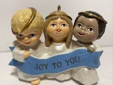 1989 Hallmark Joy To The World 3 Angels Christmas Holiday Ornament - CUTE picture
