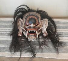 Vtg Wooden Mask Rangda Indonesia Bali HandCarved Wall Hanging Eyeball Demon Hair picture