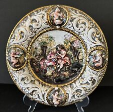 CAPODIMONTE HANGING DECORATIVE PORCELAIN PLATE MADE IN ITALY 10” DIAMETER picture