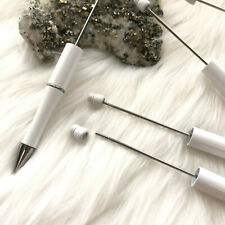Beadable Plastic Pens Retractable Writing Instrument DIY Craft Beaded Pens White picture
