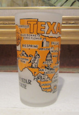 Vintage Texas State Souvenir Frosted Glass Orange The Lone Star State Alamo 5
