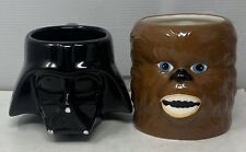 Set Of Two Small Stars Wars Chewbacca & Dearth Vader Ceramic Coffee Mugs picture