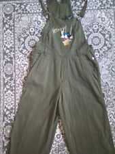 Mickey Unlimited Womens Overalls Large Embroidered Green Corduroy Vintage picture
