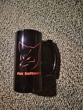 Vintage 1980s Fox Software Coffee Mug, Black w/Orange Fox Logo 5.5” picture