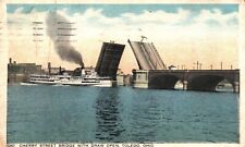 Postcard OH Toledo Cherry Street Bridge with Draw Open 1922 Vintage PC b2104 picture