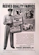 1949 Reeves Brothers Fabrics Army Twill Sanforized Cotton Fast To Sun Combed picture