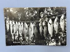 1933 SILVER LAKE Michigan FISH STRINGER Real PHOTO Postcard RPPC Vintage picture