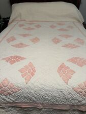 Vintage Quilt ‘Modern Fan’ Pattern in Light Pink White 72” x 74” Summer picture