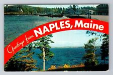 Naples ME-Maine, General Banner Greetings, Long Lake, Vintage Souvenir Postcard picture