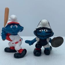 Smurfs Vtg Pair of Baseball Figures Batter 20129 & Catcher 20146 Smurf Schleich  picture