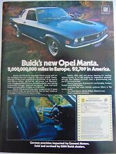 1973 BUICK OPEL MANTA vintage art print ad picture