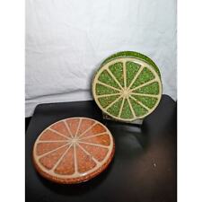 Vintage New Designs Inc Lime Napkin Holder Orange Trivet Lucite picture