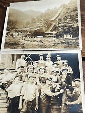 Two Early Antique Photograph Miners & Building Mineshaft Circa 1900s picture