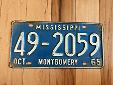 1965 Mississippi Montgomery County License Plate picture