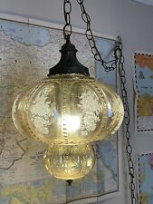 Large beautiful Swag hanging Lamp with flower accent. picture