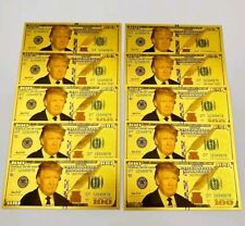 10 Pcs x President Donald Trump Colorized $100 Dollar Bill Gold Foil Banknote US picture