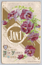 Vtg Embossed Post Card Jan. 1 With Best New Year Wishes G352 picture