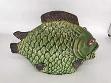 unmarked ceramic green fish figurine H 7