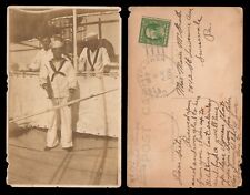 WWI US NAVY Sailors Aboard USS MAYFLOWER (PY-1) UDB UNP Real Photo RPPC Postcard picture
