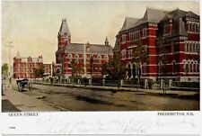 QUEEN STREET,FREDRICTON,NB,CANADA.VTG EARLY POSTCARD*B27 picture