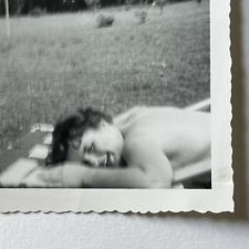 Vintage B&W Snapshot Photograph Beautiful Young Woman Laying In Sun Lot Of 3 picture