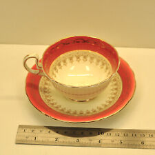 Beautiful Red Burgundy Aynsley Teacup and Saucer Set England 1920s #5004 picture