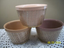 Vintage MCM Raffia Ware Bowls, Burlap Plastic Thermal Insulated Set of 3 picture