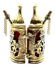 Hebrew Sefer Torah (Torah Scroll) in Ornately Decorated Brass Case-Vintage 1963 picture