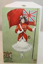 1900s GREAT BRITAIN UK Woman Flag Bugle Coat of Arms Patriotic Postcard picture