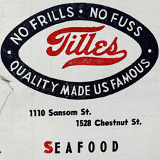 1948 Tilles Restaurant Menu Sansom Chestnut Street Philadelphia Pennsylvania picture