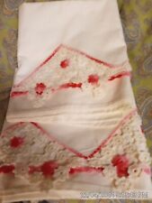 Vintage New Unused Pillowcases Hand Embroidered 1950s Estate Find picture