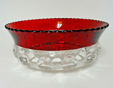 Antique EAPG Adams Glass RUBY FLASH Excelsior/King's Crown/Thumbprint BERRY BOWL picture