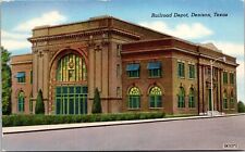 Vtg Denison Texas TX Railroad Depot Train Station 1950s View Postcard picture