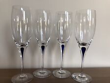 ORREFORS INTERMEZZO BLUE Crystal Wine Glasses  Lot of 4 Cobalt Blue-Excellent picture