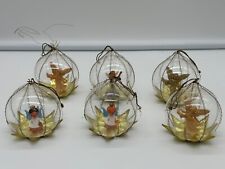 Vintage West Germany Angels Ornament Wired Glass Diorama Christmas Ornaments Lot picture