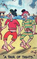 A Pair of Tights Cartoon Swimmer Men Comic Posted Vintage Divided Back Post Card picture