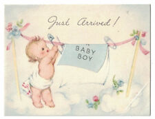 Vintage 1948 Card Baby Boy Birth Announcement Martha Washington Stamp Envelope picture