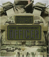 CODE ENFORCEMENT OFFICER  EMB PATCH 4X10 & 2X5 VELCR@ ON BACK BLACK ON OD GREEN picture