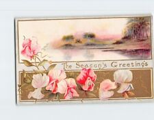 Postcard The Seasons Greetings with Flowers Embossed Art Print USA picture