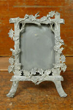 Antique Victorian 1880s/1890s Pewter Christmas Theme Photo Frame Leaf Floral picture