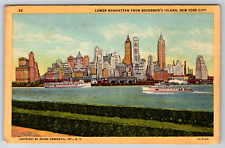 1940s Lower Manhattan from Governor's Island New York City Vintage Postcard picture