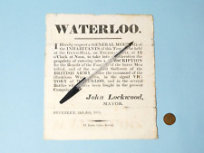1815 Battle of WATERLOO Wellington Poster Donations Soldiers Mayor Beverley #HBW picture