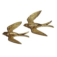 Set Of 2 Vintage Burwood Gold Tone Wall Hanging Birds picture