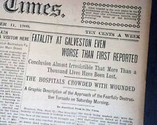 1900 GALVESTON Texas HURRICANE Storm Deadliest Natural Disaster 1900 Newspaper picture