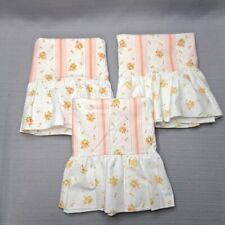 3 Vtg Springmaid Standard Pillowcase Peach Flowers Ruffle Edge Wondercale picture