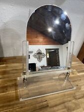 Vtg 16x12 Clear Lucite & Chrome Metal Tilting Vanity Bathroom Counter MIRROR picture