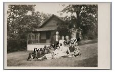 RPPC Family at Cabin ELKHART LAKE WI Wisconsin Vintage Real Photo Postcard picture