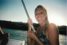 PRETTY GIRL On The Water FOUND PHOTO Color YOUNG WOMAN Snapshot VINTAGE 07 1 H picture